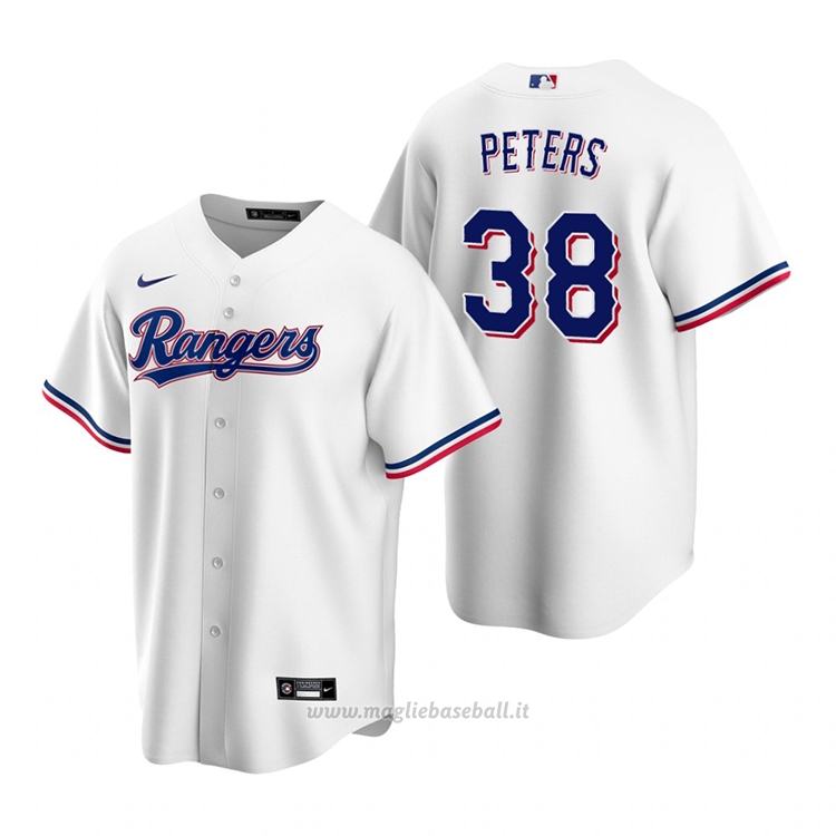 Maglia Baseball Uomo Texas Rangers Dj Peters Replica Home Bianco